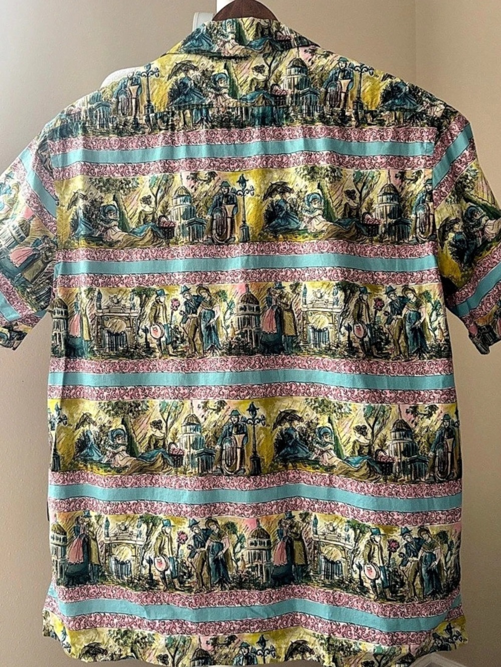Burberry Rare Victorian London Print Camp Collar Shirt Men's Unisex Cotton - Picture 3 of 7